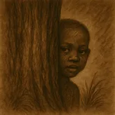 Child behind Tree