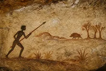 The hunter sees a boar in the distance