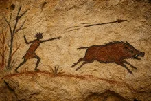 The spear misses